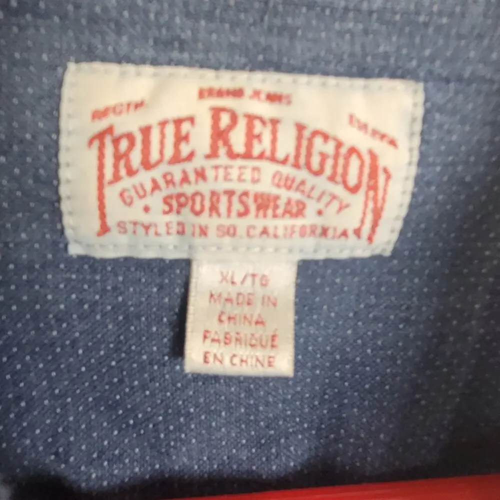 True Religion blue denim button down shirt Size XL Western Streetwear Y2K